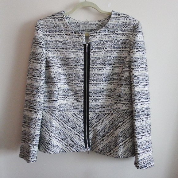 NWT Tahari ASL Womens Blue Multi Colored Tweed Peplum Jacket 16 - Picture 2 of 6